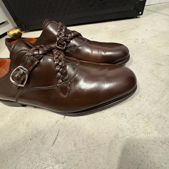 Gucci Dark Brown Braided Leather Monk Strap Oxfords - Picture 9 of 10